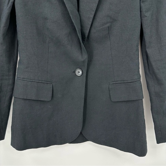 L’AGENCE Scout Cotton-Linen Blazer Solid Black Single Button Lined Size 0 - Picture 7 of 15